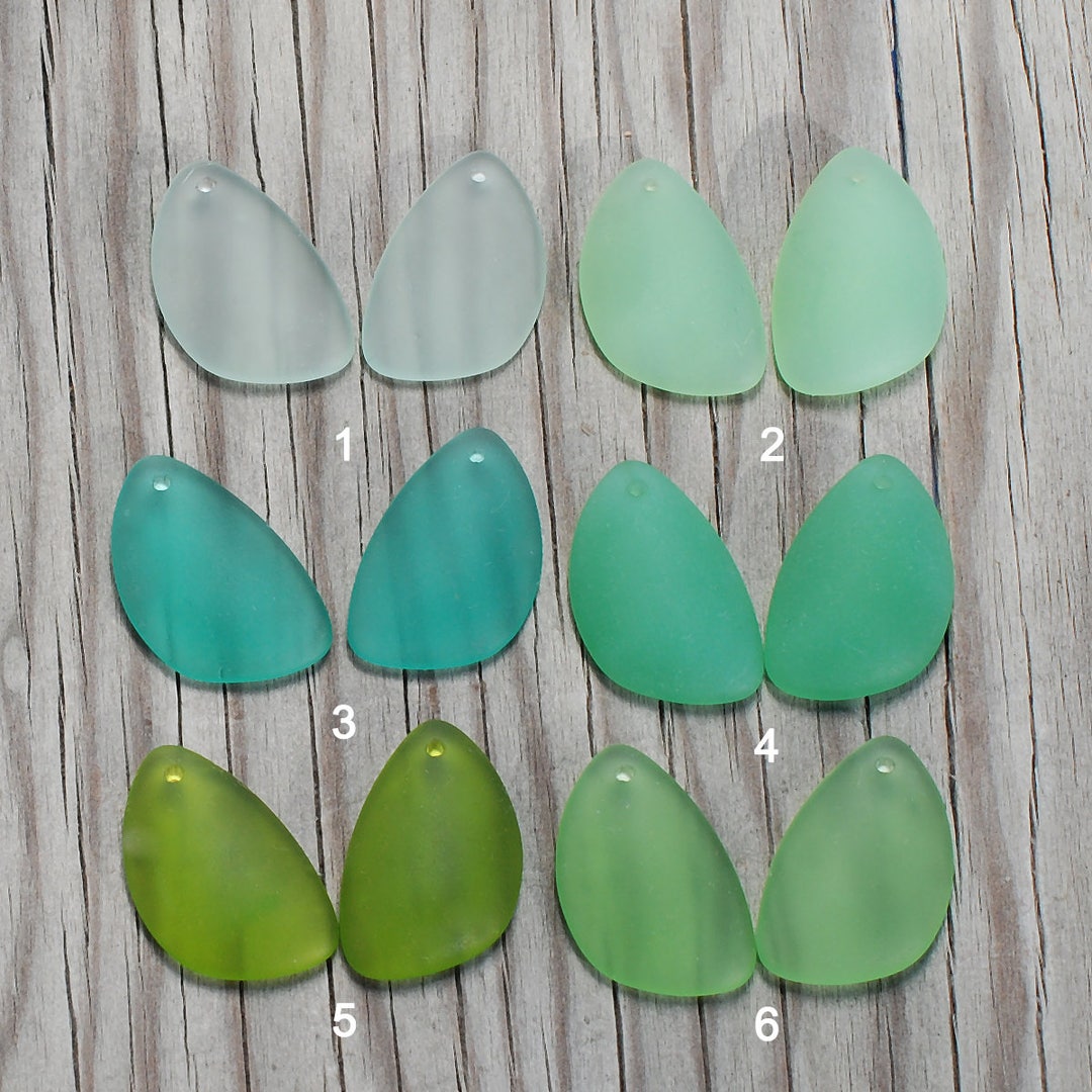 Sea Glass Green Colors 25x17mm 2pcs LG Eclipse Cultured Sea Glass