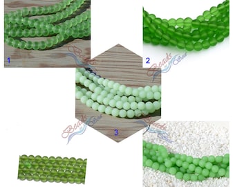 Sea Glass More Color~26pcs (8mm) GREEN Round Cultured Sea Glass Beads~Beach Glass Beads~ Jewelry Making Beads 8"