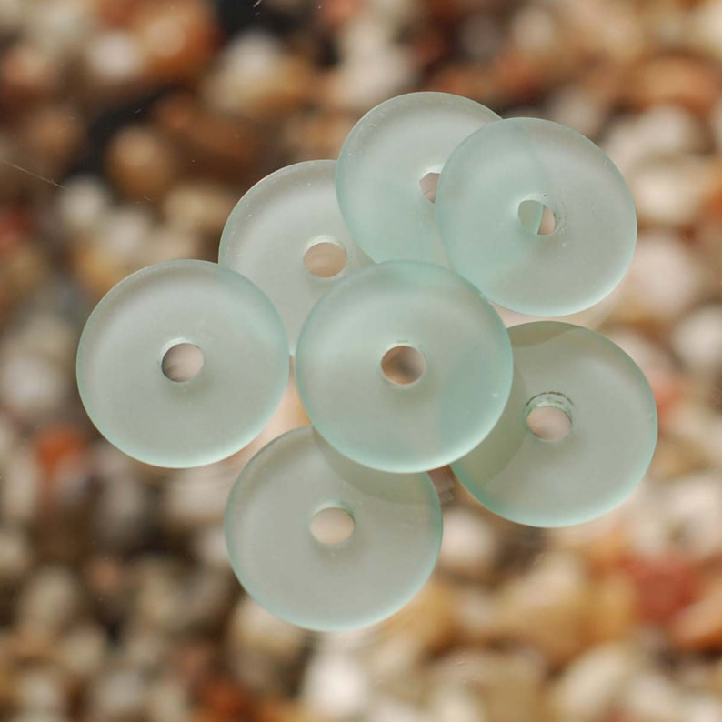 Sea Glass Donuts Small Green 25mm Earring Size Beading Supply Cultured Sea Glass Beach Glass Pendant Beads image 8