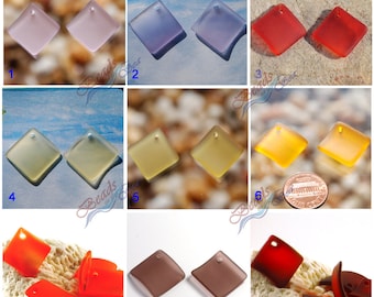 Sea Glass Pendants (22mm) Rainbow Large Curved Diamond Square Jewelry Making Supply Sea glass Beach Glass Pendant