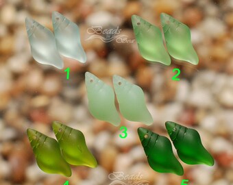 Sea Glass Mini Conch 2pcs (26X12mm) Shell Green Earring Size Cultured Sea Glass Pendant Beads