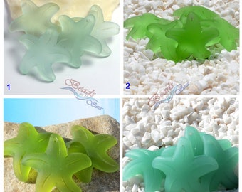 Sea Glass Starfish Top Front Drilled Green 1pc (32mm) Cultured Sea Glass~Sea Life Beads~ Beach Glass Pendant Bead