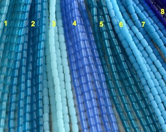 Sea Glass Blue SM Barrel 22pcs (10x6mm) ~ Sea Glass Beads~ Cultured Sea Glass Beach Glass Beads - 8"