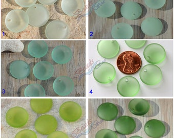 Mini Concaved Coin (18mm) Green 2pcs  Cultured Sea Glass~Jewelry Making Supply~Beach Glass Pendants