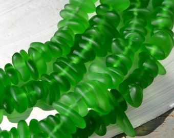 Cultured Shamrock Sea Glass Beads, Pebble Spacer Beads (58pcs)