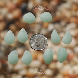 Sea glass Mini Pebble Assorted 5 pairs (10pc)  Seafoam Green (OPQ) Earring Size (16-12X11-6mm) Cultured Sea Glass Beach Glass Pendants