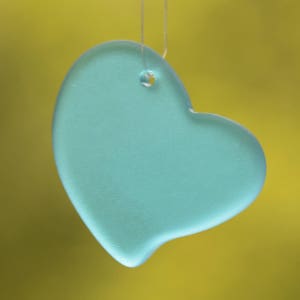 Sea Glass Heart Blue LG  2pcs (30mm) Heart Flat Cultured Sea Glass Beads~Jewelry Making Beads~Beach Glass Pendant Beads~ More Colors