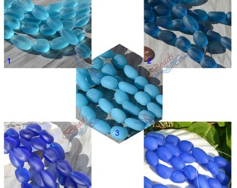 More Color~6pcs (18-20mm) Large Blue Tumbled Nuggets Cultured Sea Glass Beads~ Jewelry Making Supply~ Beach Glass Beads - 4.5"