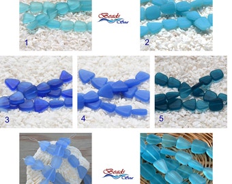 You Pick 6pcs (14X14mm) Blue Flat Freeform Sea Glass Cultured Sea Glass Beach Glass Beads - More Colors