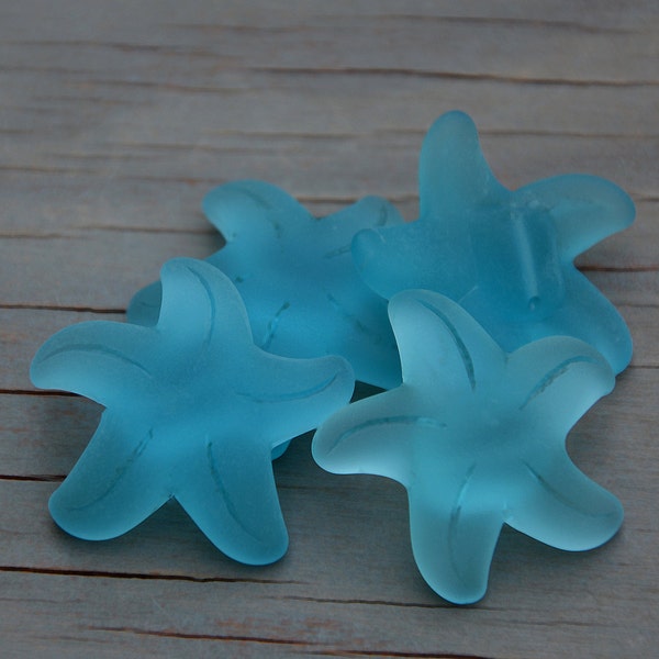 1pc (32mm) turquesa Bay grandes estrellas cultivan playa cristal granos de cristal colgante - 1 pieza