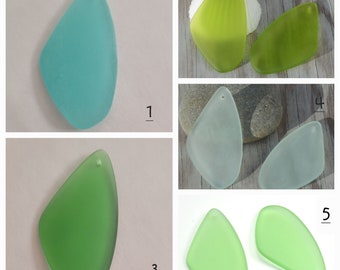 1PC (50X22mm) Large Green Concaved Sundial Cultured Sea Glass Beach Glass Recycled Pendant Beads