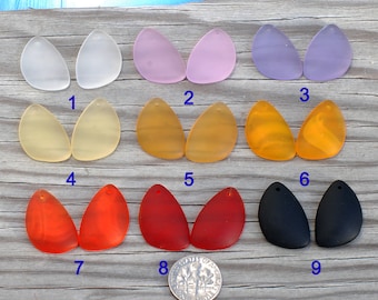 Sea Glass Eclipse LG Rainbow Colors of 2pcs (25x17mm) Cultured Sea Glass Beads~Earrings~Jewelry Beads~Beach Glass Pendants