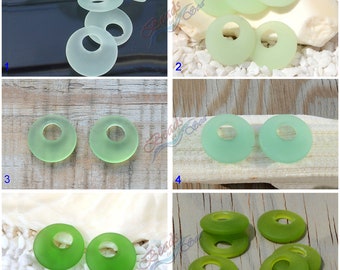 2pcs (20mm) Green Earring Donut Cultured Sea glass Beads~ Jewelry Making Supply~ Beach Glass Pendants