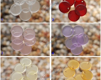 Sea Glass Coin Flat Rainbow ~2pcs (25mm) Flat Coin Cultured Sea Glass Beads ~Jewelry Making Supply~Beach Glass Pendant Beads