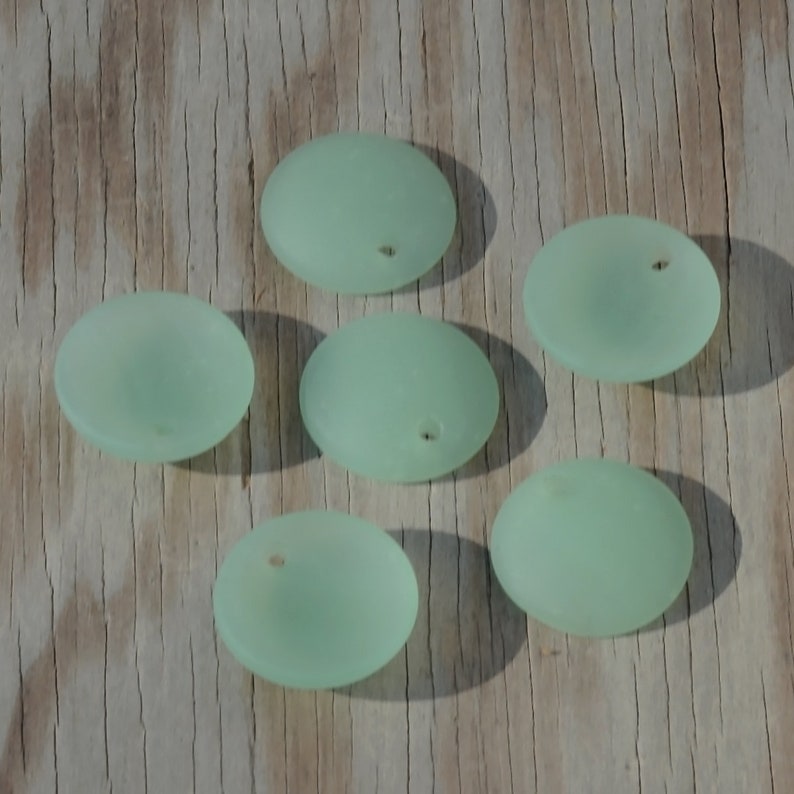 Mini Concaved Coin 18mm Green 2pcs Cultured Sea GlassJewelry Making SupplyBeach Glass Pendants 2.Seafoam Green(OPQ)
