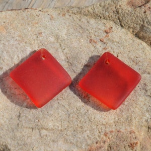 Sea Glass Pendants (22mm) Rainbow Large Curved Diamond Square Jewelry Making Supply Sea glass Beach Glass Pendant