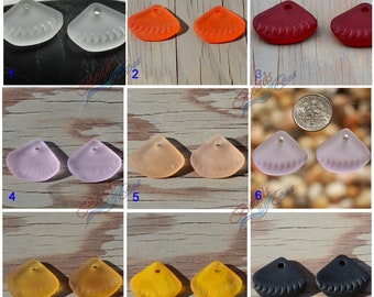 Triangle Ridged 2PCS (24X20mm) Earring Size Cultured Sea Glass ~Jewelry Making Supply~Beach Glass Pendants