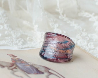 Glass purple ring Chunky striped ring