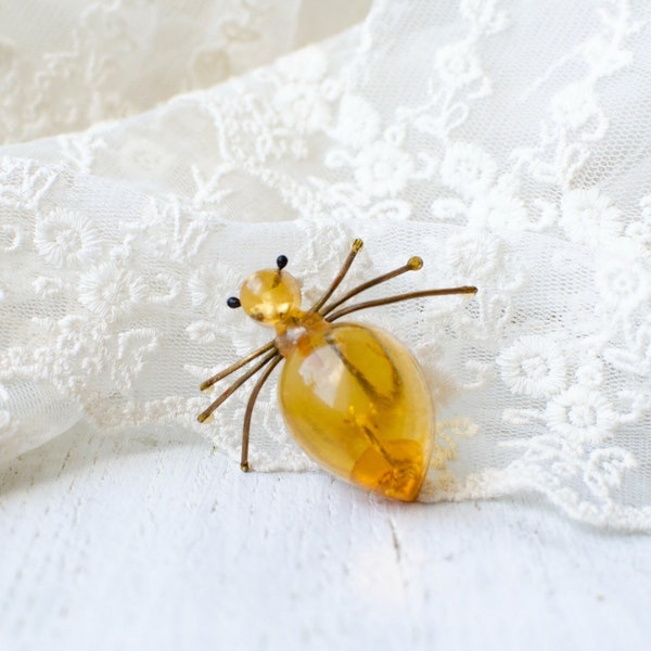 Vintage  Amber Spider brooch