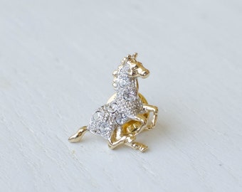 Horse Vintage pin brooch gold plated pave animal pin with rhinestones