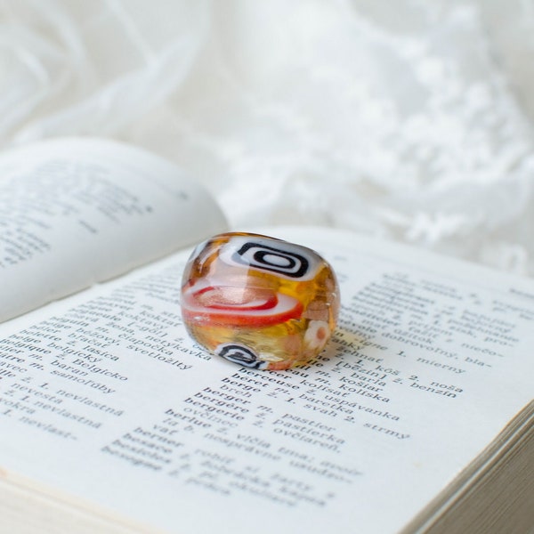 Murano Glass Millefiori ring Chunky orange ring