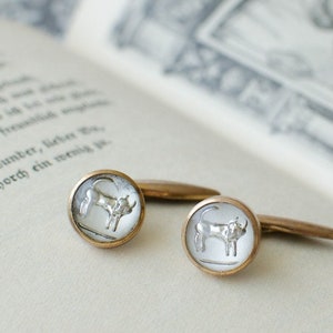 Taurus zodiac cufflinks with bulls, vintage men gift, retro cuff links, astrological zodiac style