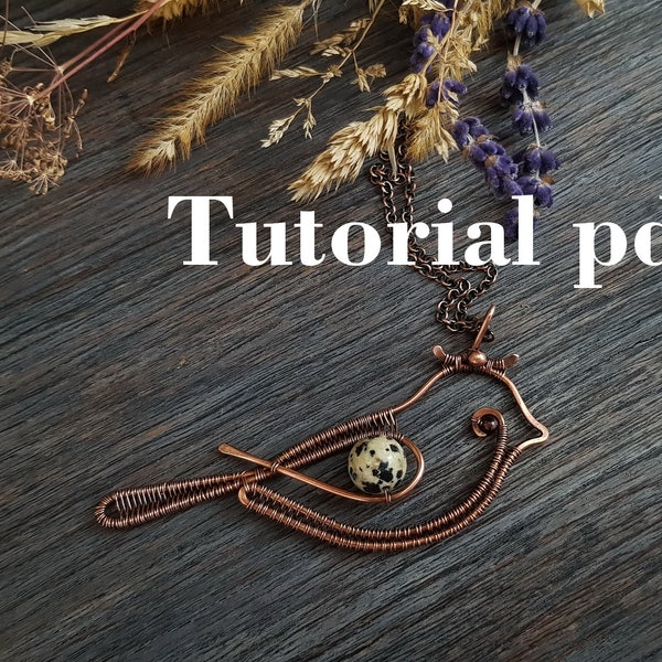 Jewelry Tutorial Bird pendant, wire wrap step by step lesson  for intermediate, DIY project wirewrap jewelry