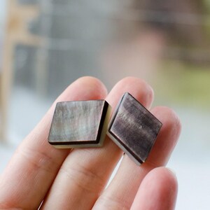 Grey Mother of pearl Vintage cufflinks with ornament on metal parts