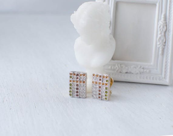 Pierre Lang small rectangular clip-on earrings wi… - image 3