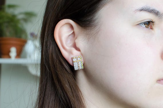 Pierre Lang small rectangular clip-on earrings wi… - image 10