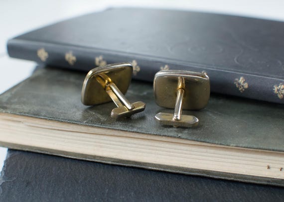 Vintage Large rectangular cufflinks with abalone … - image 2