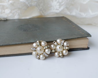 Vintage pearl beaded clip-on earrings