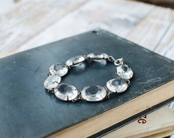 Art Deco Vintage Riviera clear crystal bracelet