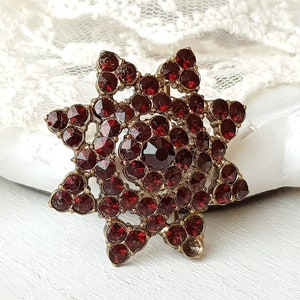 Antique Star brooch with Czech garnet , Vintage Bohemian Brooch