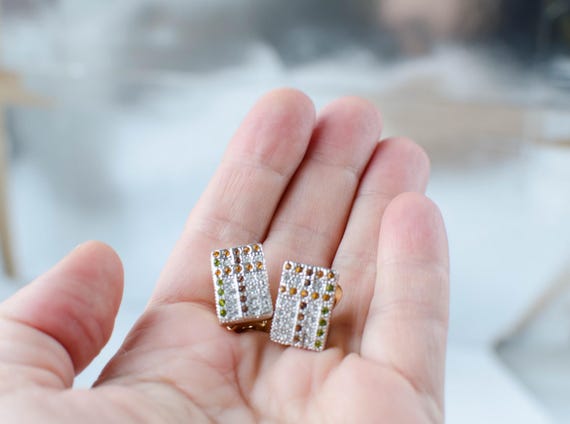 Pierre Lang small rectangular clip-on earrings wi… - image 8