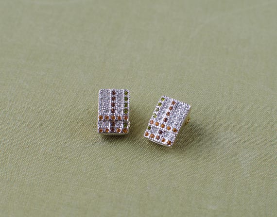 Pierre Lang small rectangular clip-on earrings wi… - image 2