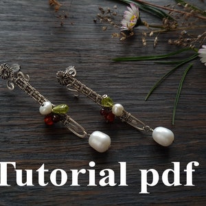 Wire wrap Jewelry pdf Tutorial stud earrings, how to make long stud earrings in wire  wrap technics