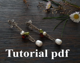Wire Wrap Stud Earrings Tutorial, Long Dangle Design (PDF Pattern)