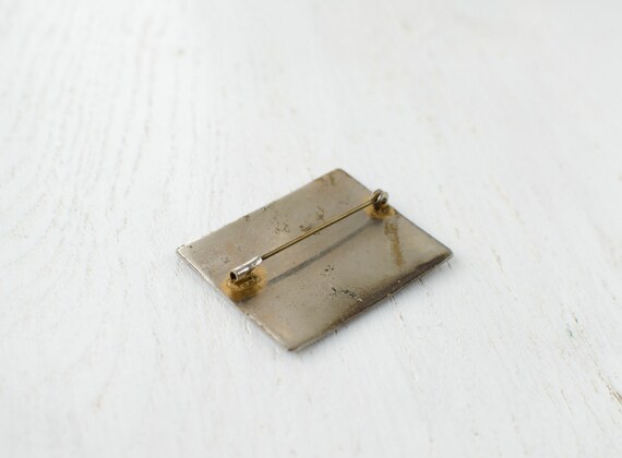 Rectangular cloisonne vintage brooch with the flo… - image 4