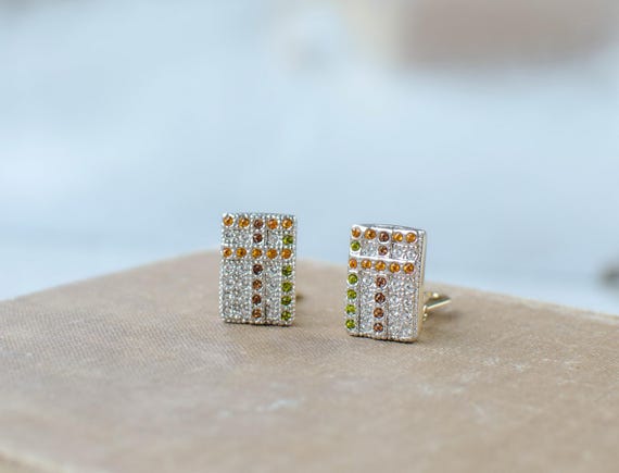 Pierre Lang small rectangular clip-on earrings wi… - image 1