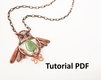 Owl pendant Wire wrap jewelry Tutorial, step by step lesson  for intermediate, DIY project wirewrap jewelry