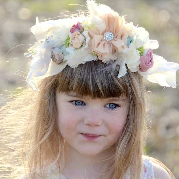 Peach Flower Crown Etsy