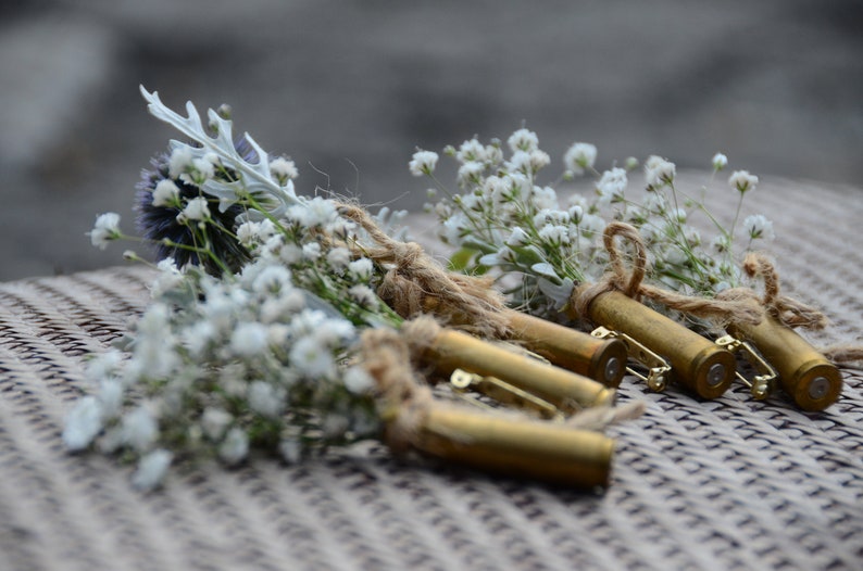 Custom Bullet Casing Boutonniere | Rustic Cowboy Wedding image 5