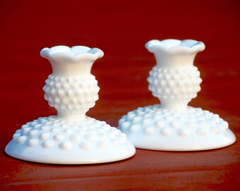 Rustic Wedding | White Wedding Altar Table Candle Candlestick Holders | Vintage Hobnail Milk Glass Candle Holders | fenton Milkglass #BB76