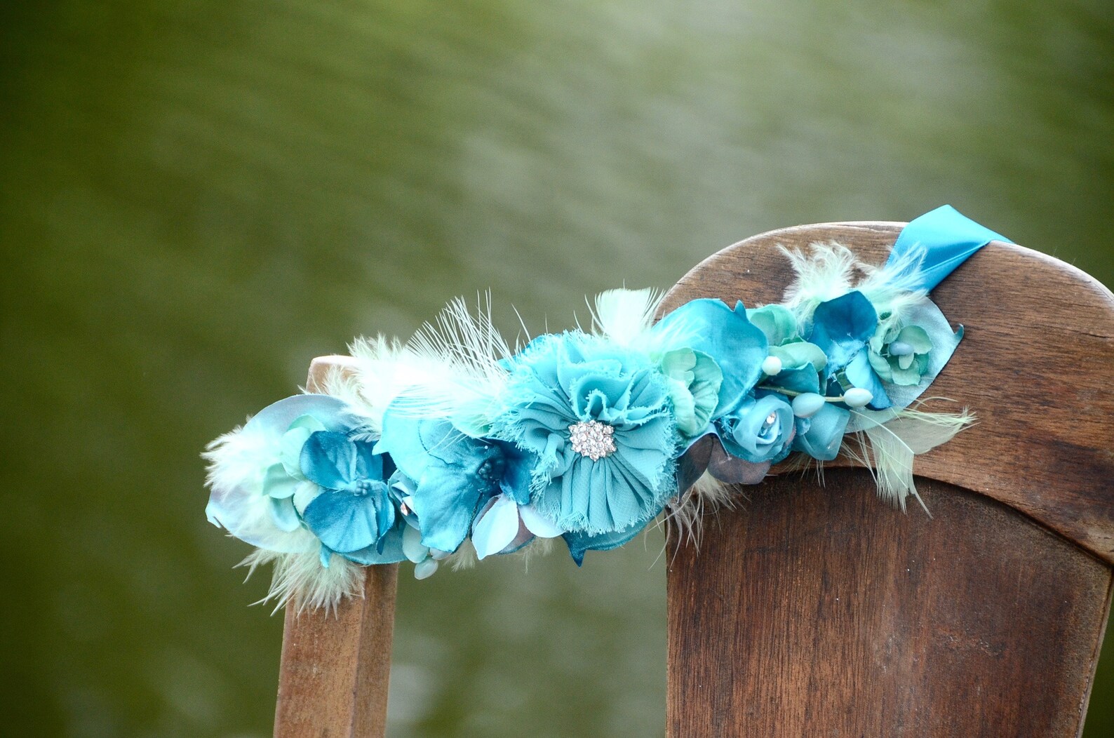TEAL FLOWER CROWN Silk Flower Crown Turquoise Teal Peacock Etsy