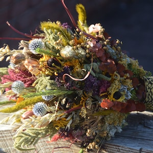 DRIED FLOWER Bouquet | Rustic Wedding Bouquet | Mustard Yellow Dried Flower Bouquet | Elopement | Fall/Winter Wedding Bouquet