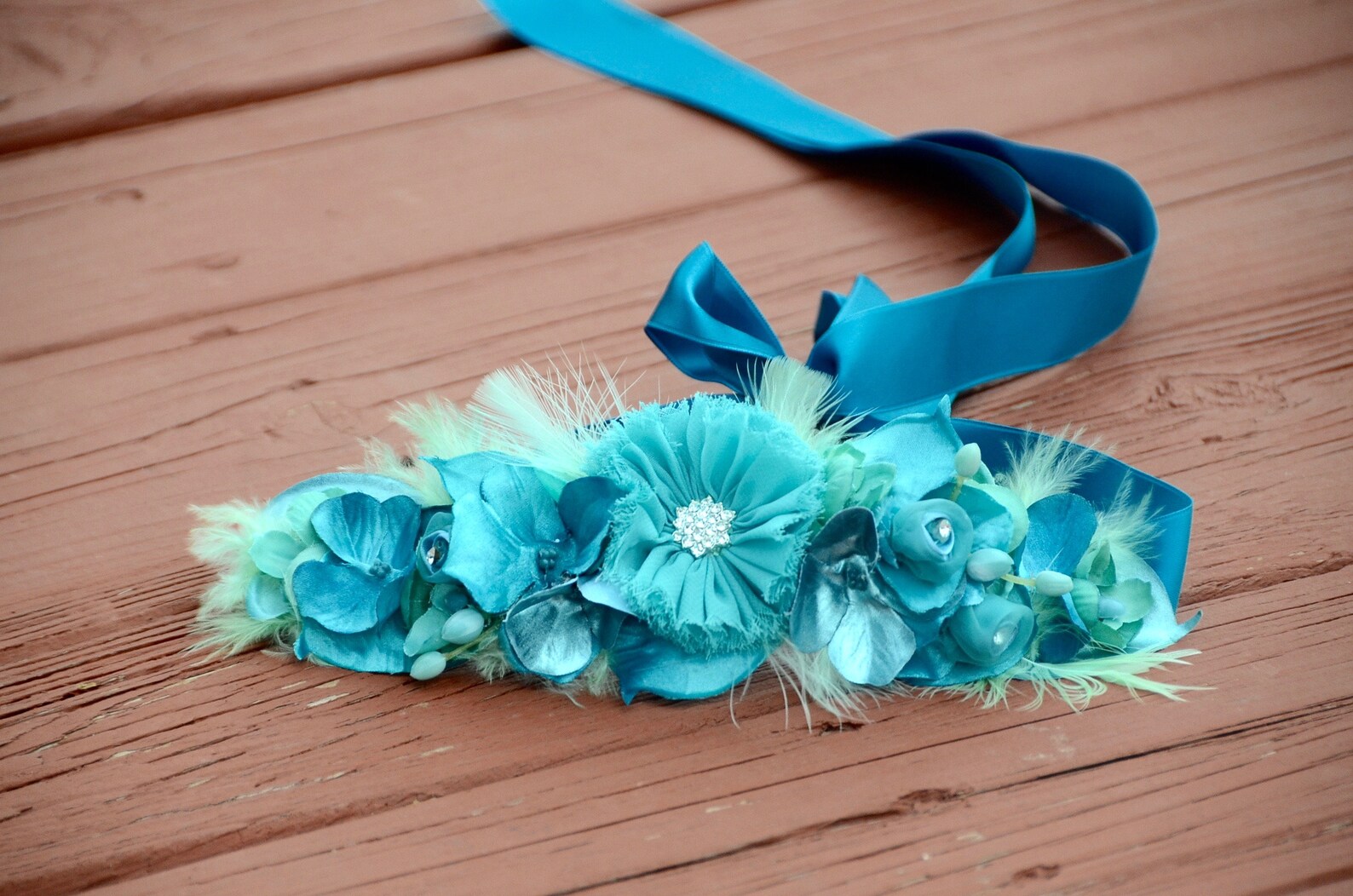 TEAL FLOWER CROWN Silk Flower Crown Turquoise Teal Peacock Etsy