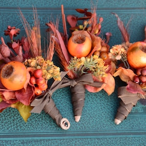 BOHO BOUTONNIERE | Orange Buttonhole | fall Boutonniere | Natural Boutonnieres | Rustic Buttonholes | October Wedding