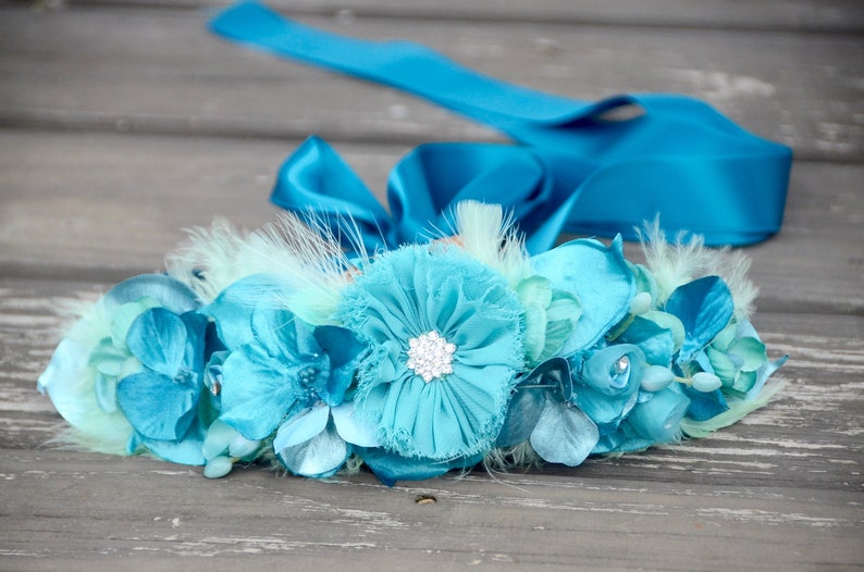TEAL FLOWER CROWN Silk Flower Crown Turquoise Teal Peacock Etsy