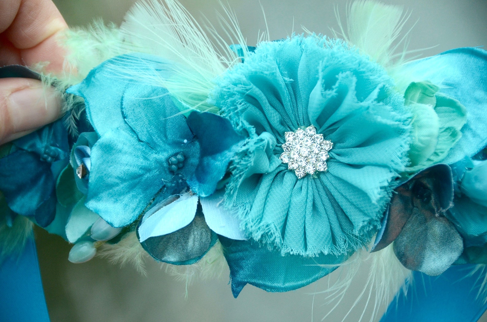 TEAL FLOWER CROWN Silk Flower Crown Turquoise Teal Peacock Etsy